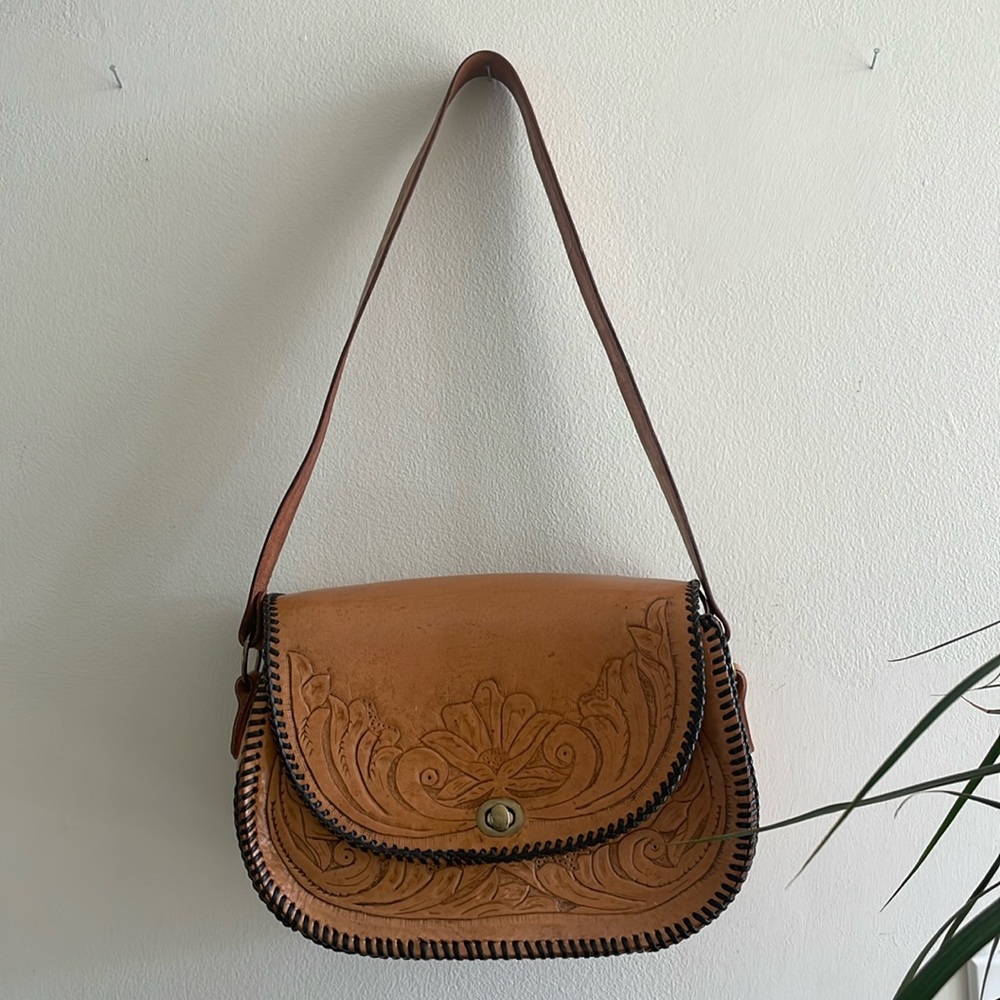 Tooled leather bag